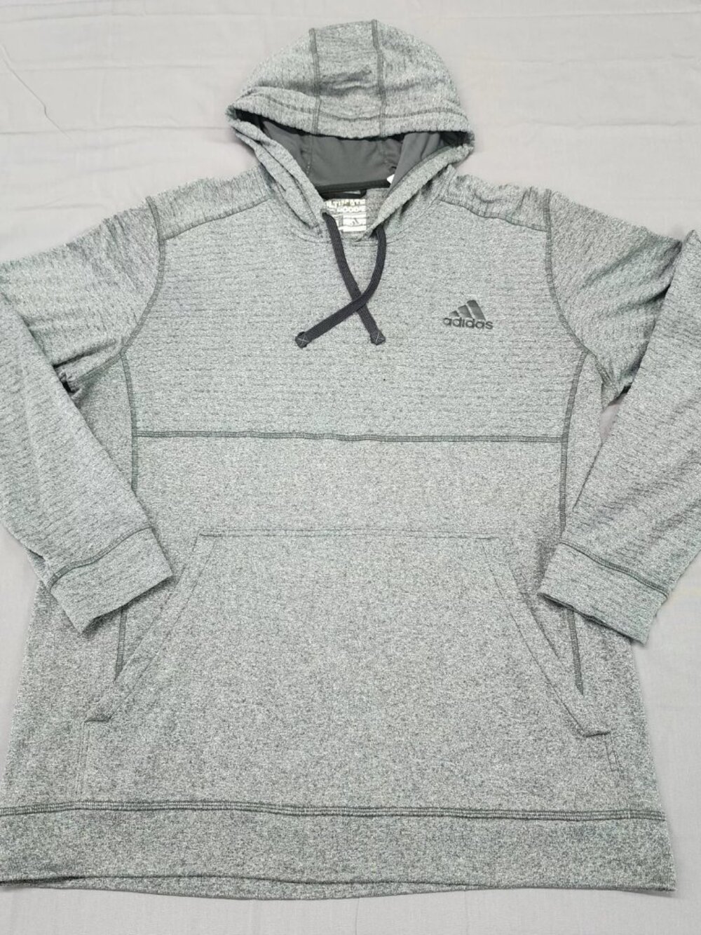 Adidas Climawarm Pullover Hoodie Men's XL Heather Gray Fleece Logo Sweatshirt